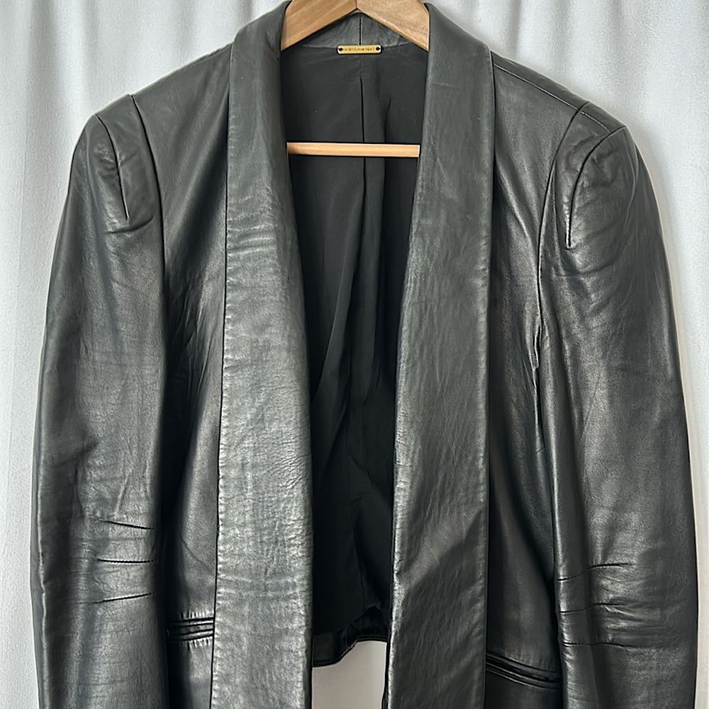 Rebecca Minkoff Buttery Soft Black Lambskin Leather Jacket Coat **Size L**🌺🌺 - Picture 3 of 4